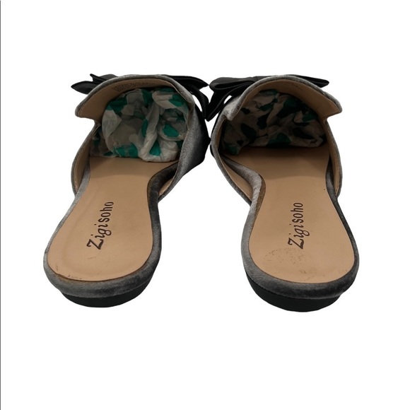Zigi Soho Gray Carlyne Velvet Bow Mule Pointed Toe Slides Size 7 Women’s - Picture 8 of 9